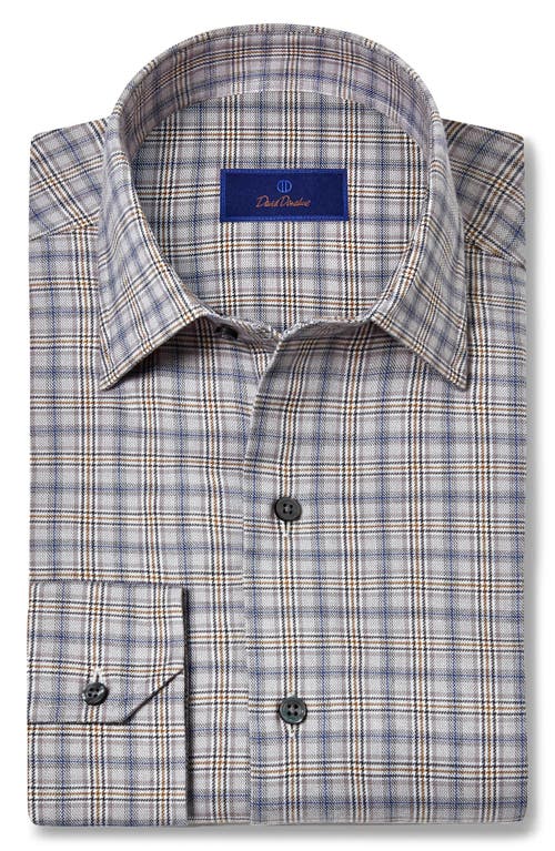 David Donahue Twill Check Print Sport Shirt In Multi