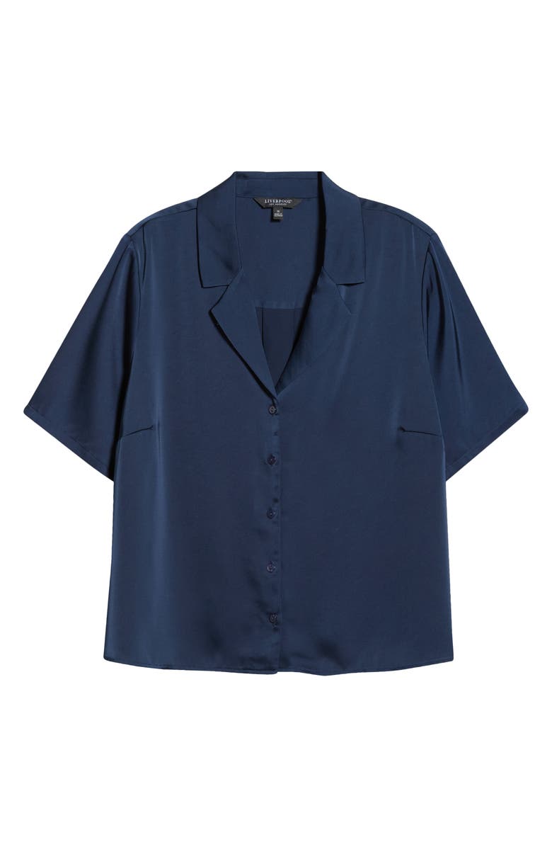 Liverpool Los Angeles Satin Camp Shirt, Alternate, color, Dark Navy