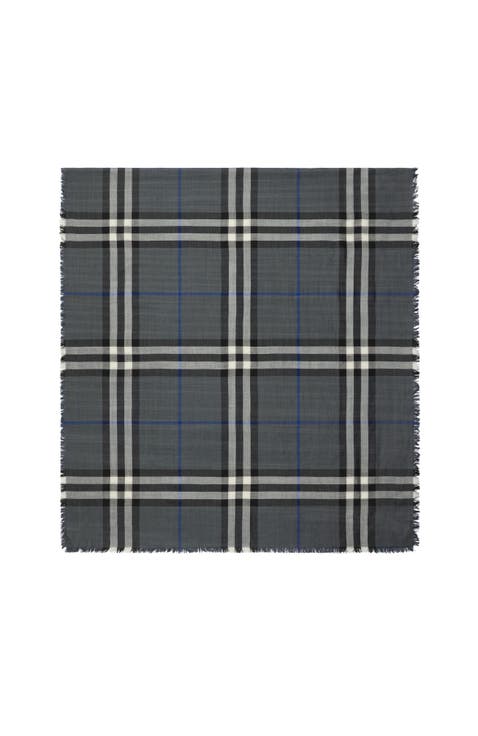 Reversible Check Wool Silk Scarf