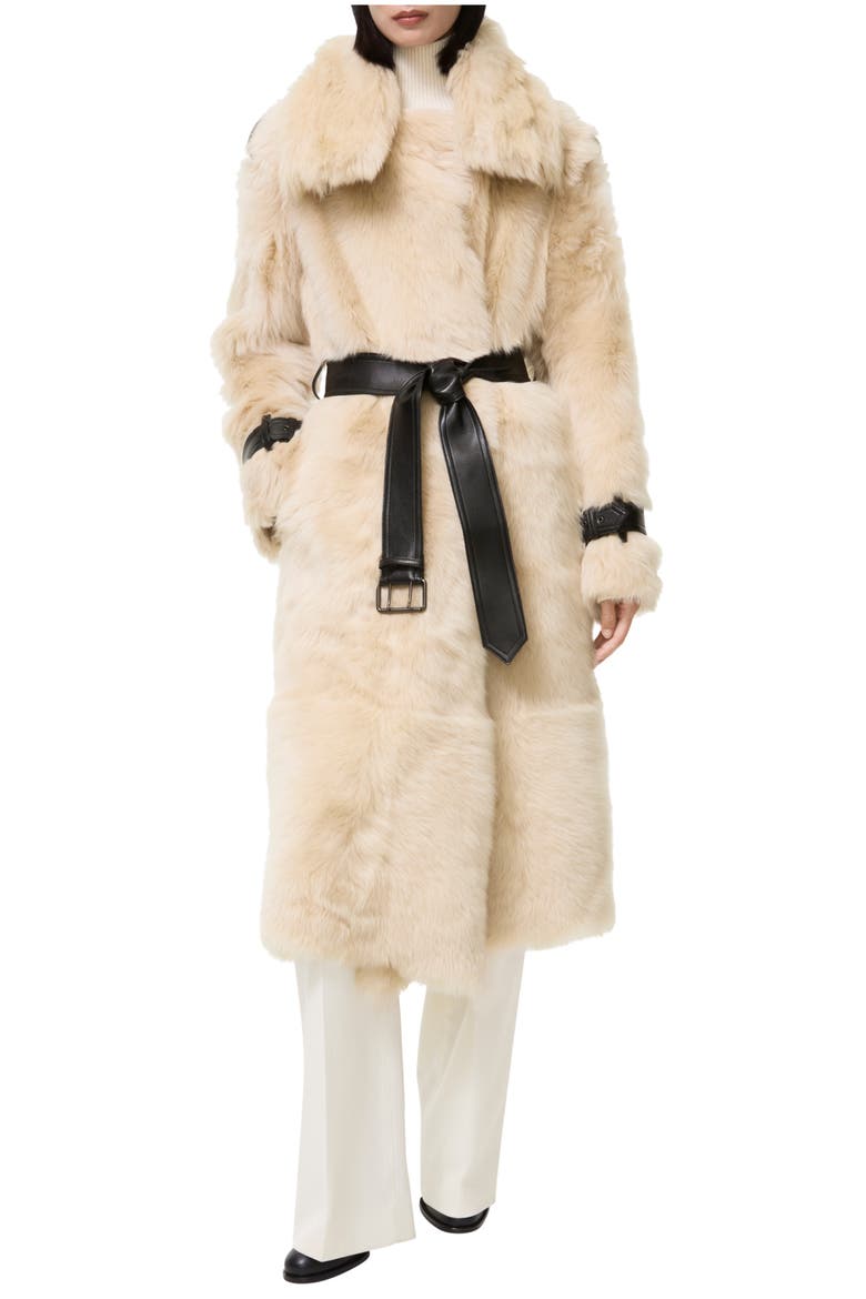 Long Shearling Linley Coat, Main, color, Ecru beige