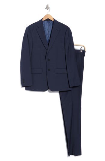 Calvin Klein Navy Mini Grid Slim Fit Suit In Blue