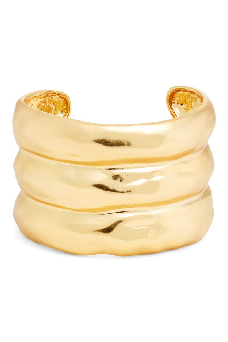 Bubble 3-Row Cuff Bracelet, Main, color, GOLD
