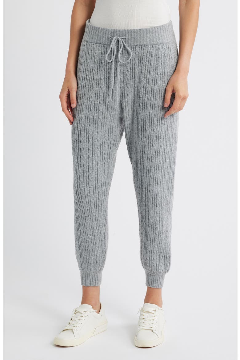 Cable Knit Sweater Joggers, Main, color, GRAY