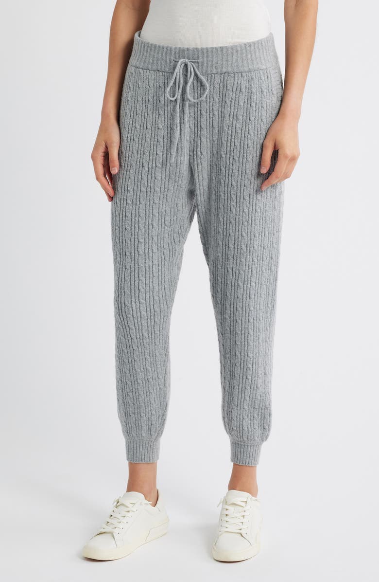 CITY BLUES Cable Knit Sweater Joggers, Main, color, Gray