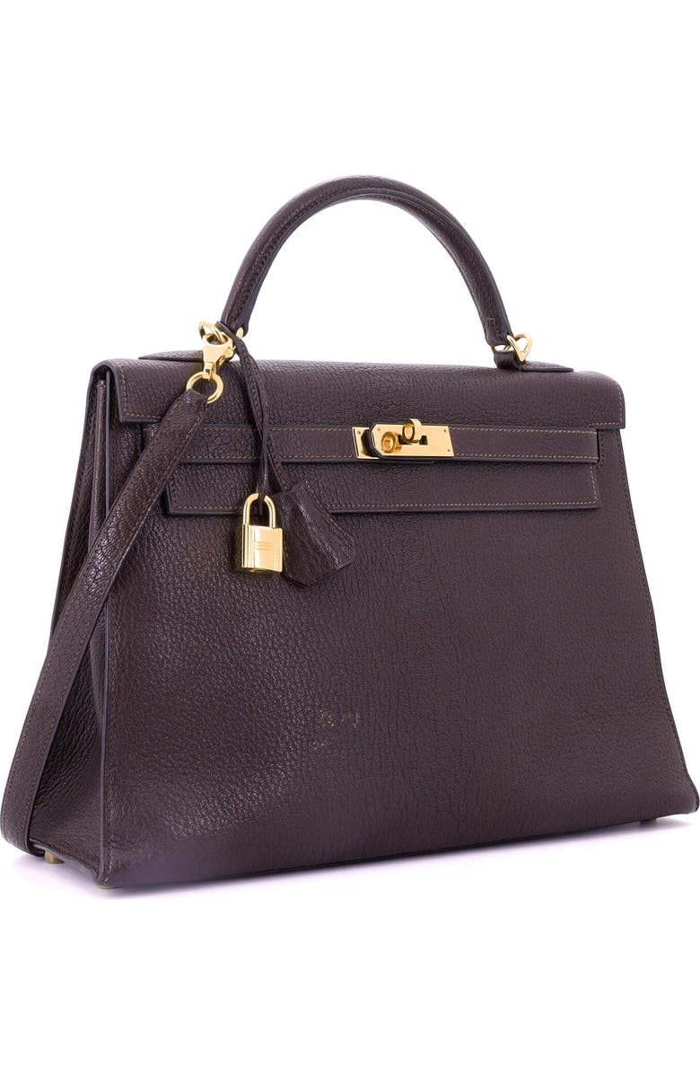 Pre-Owned Hermes Kelly Handbag Brown Chevre de Coromandel with Gold Hardware 32, Alternate, color,