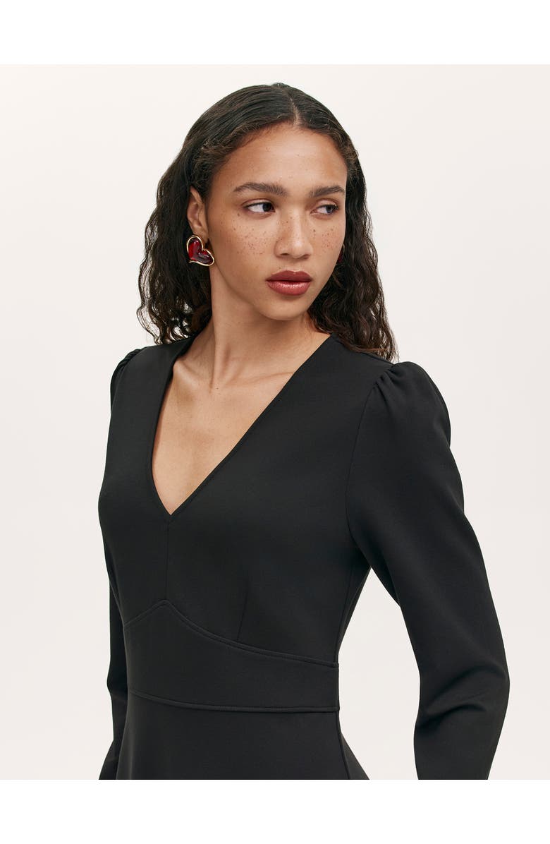 Finery London Seraphina Ponte Jersey V Neck Midi Dress, Alternate, color, Black