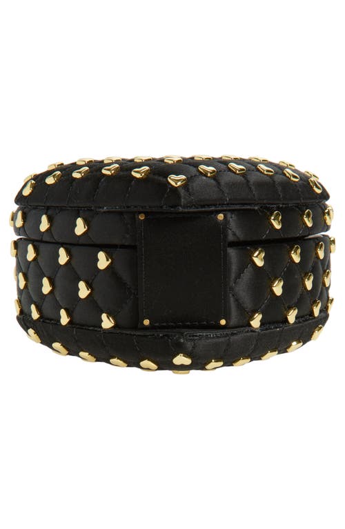 Moschino Love Me Studded Satin Crossbody Bag In Black