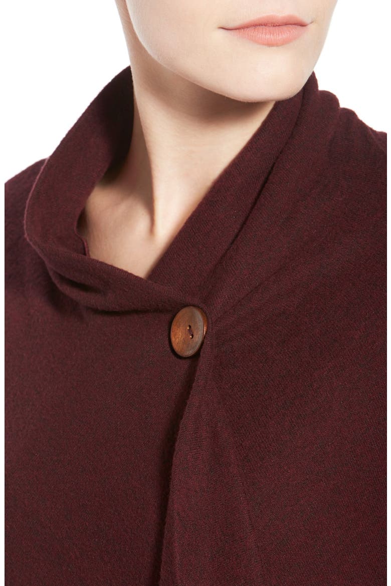 One-Button Fuzzy Fleece Wrap Cardigan, Alternate, color, BURGUNDY LONDON