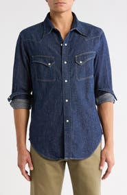 BUCK MASON Point Rider Western Snap-Up Denim Shirt