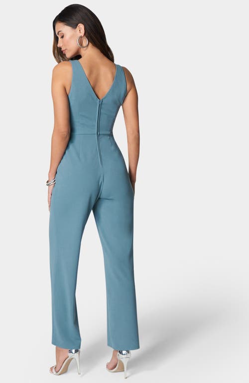 Bebe V Neck Core Jumpsuit In Blue