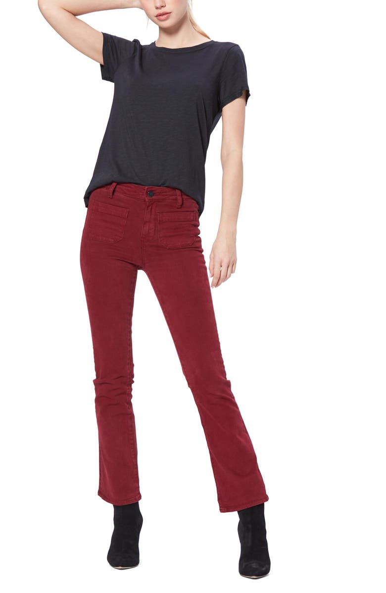 PAIGE Claudine High Waist Patch Pocket Crop Flared Jeans, Alternate, color, Vtg Cabern