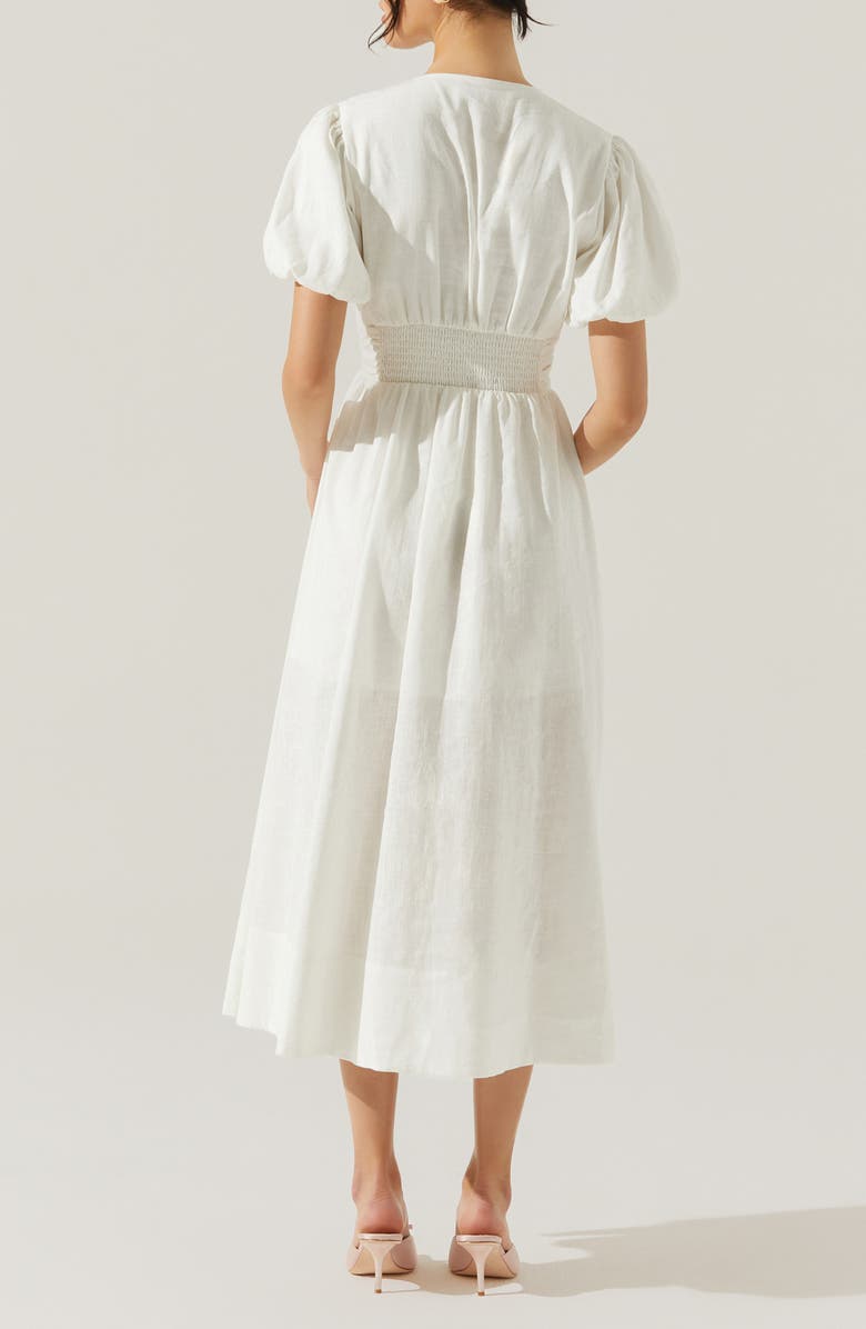 ASTR the Label Citrine Bow Linen & Cotton Midi Dress, Alternate, color,