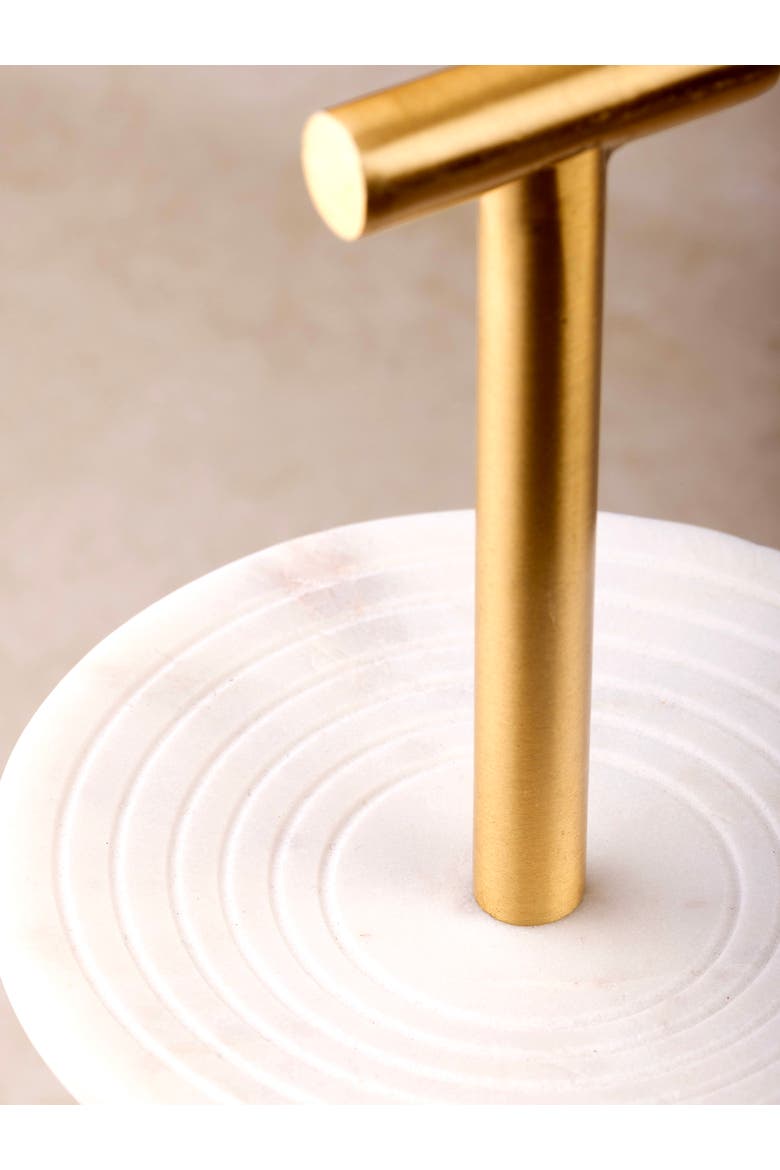 Regalia Tiered Marble Jewelry Stand, Alternate, color, Ivory White