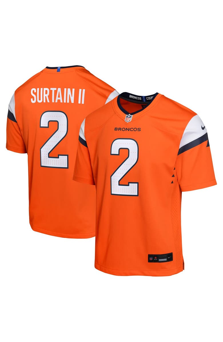 Nike Youth Nike Patrick Surtain II Orange Denver Broncos Mile High Collection Game Jersey, Main, color, Orange