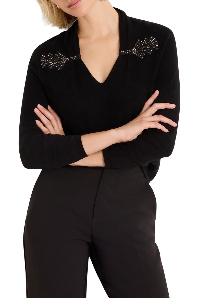 Shimmer Cinch Cotton Blend Sweater, Main, color, BLACK ONYX