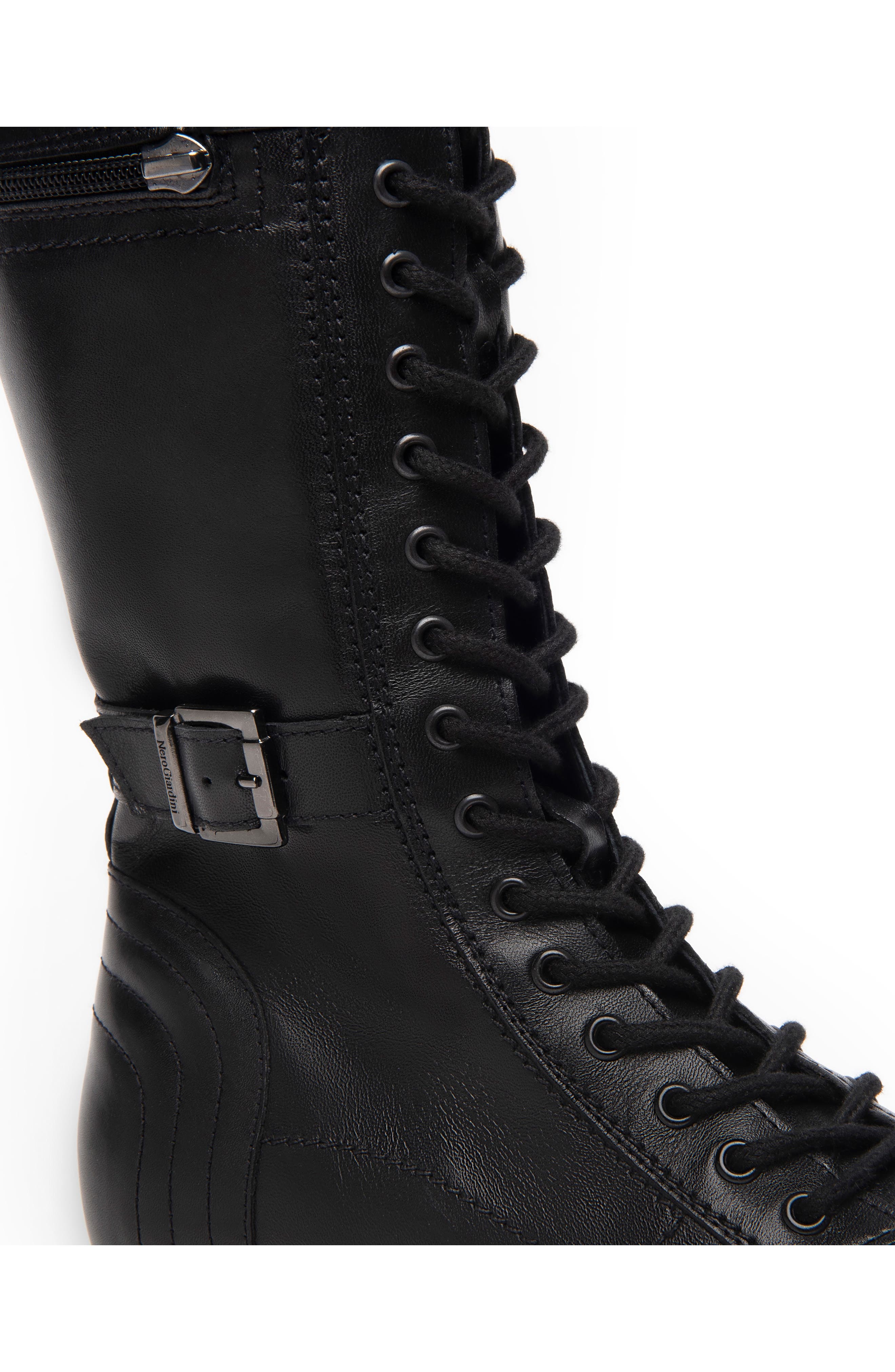 NeroGiardini Lace-Up Buckle Combat Boot, Alternate, color, 