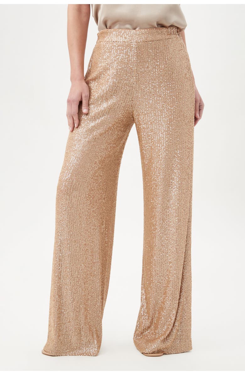 Trina Turk Atarashii Wide Leg Sequin Pant, Main, color, Gold