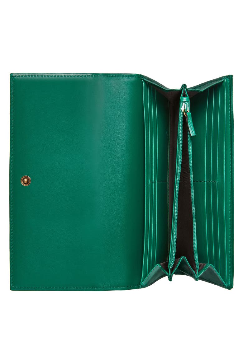 GG Marmont Matelassé Leather Continental Wallet, Alternate, color, EMERALD/ EMERALD
