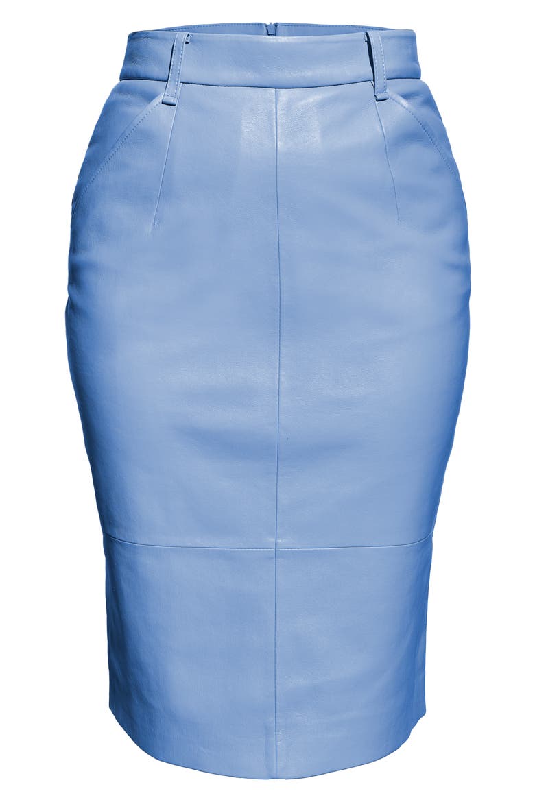 Becca Recycled Leather Blend Skirt, Alternate, color, POWDER BLUE