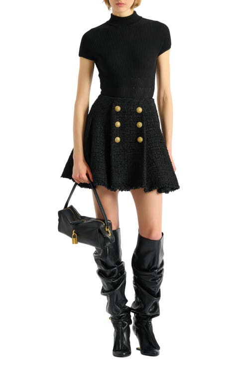 Flared tweed skirt