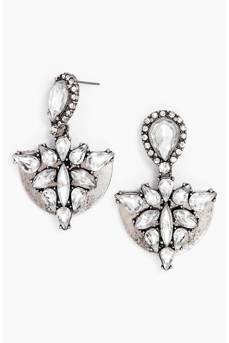 'Crystal Mesopotamia' Drop Earrings, Main, color, CLEAR/ SILVER