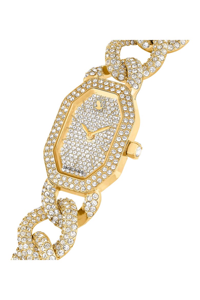 Dextera Crystal Gourmette Chain Watch, Alternate, color, GOLD TONE