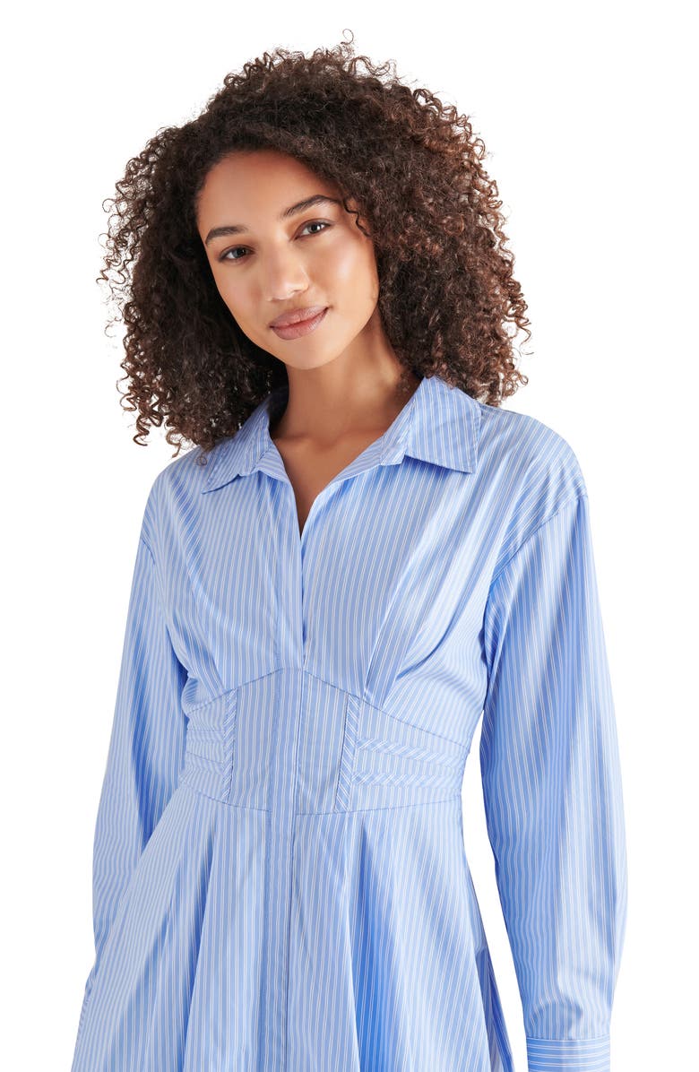 Steve Madden Aria Stripe Long Sleeve Cotton Blend Mini Shirtdress, Alternate, color,