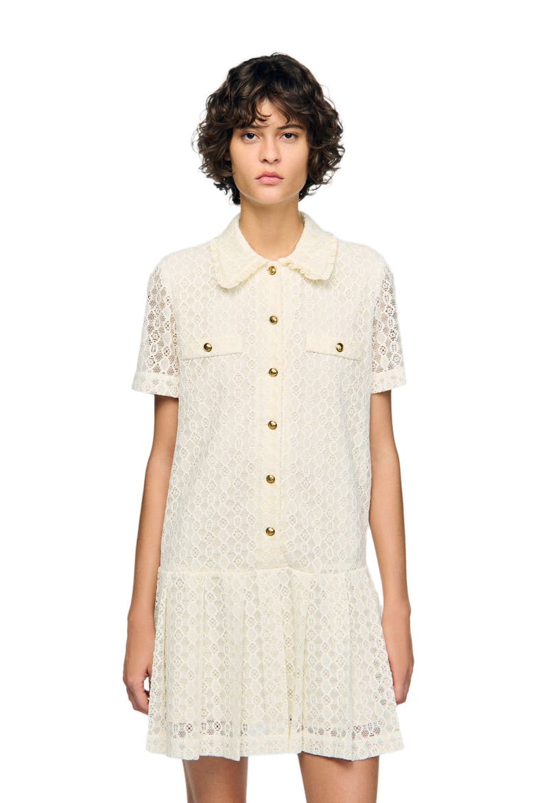 Short lace dress, Alternate, color, Ecru