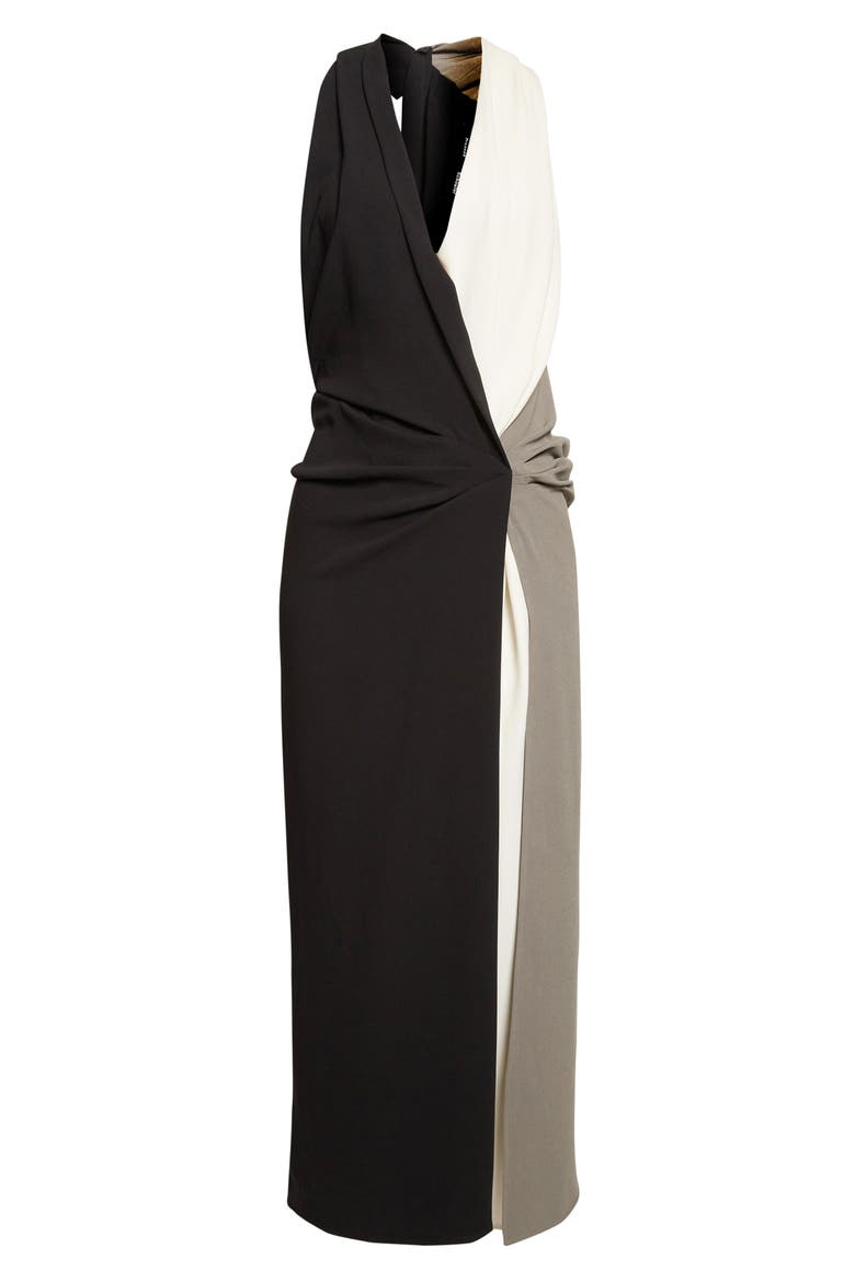 Elsa Colorblock Matte Double Crepe Dress, Alternate, color, BLACK MULTI