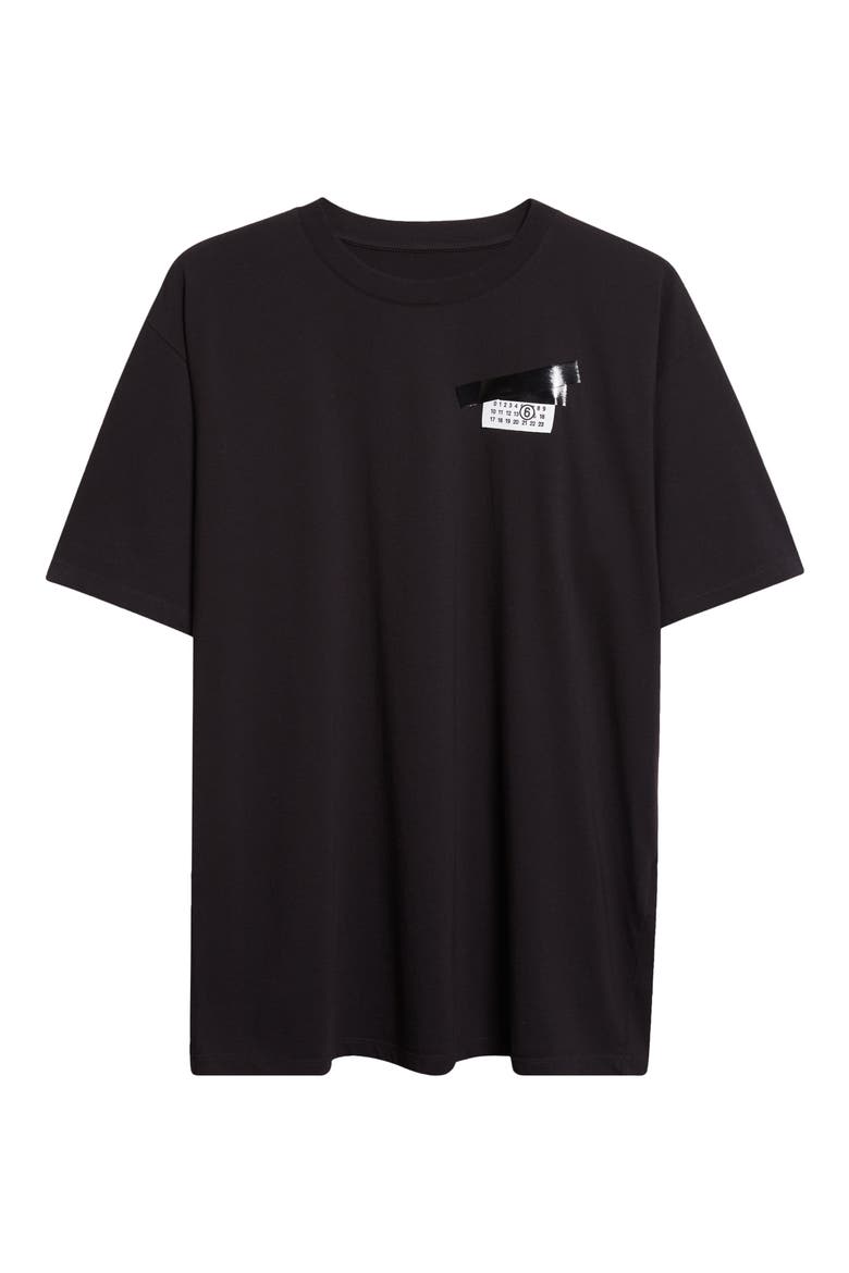 Trompe l'Oeil Taped Numeric Logo Graphic T-Shirt, Alternate, color, BLACK