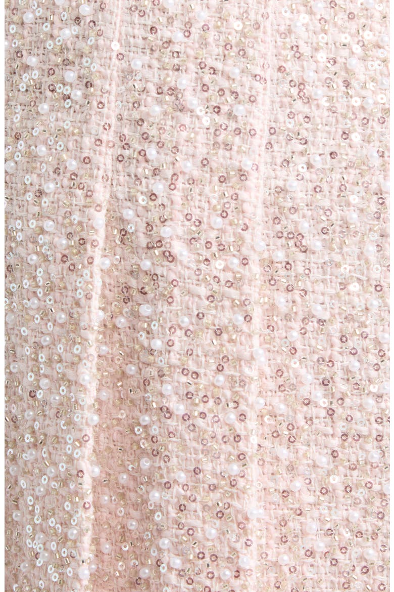 Carter Pleated Embellished Tweed Miniskirt, Alternate, color, BLUSH