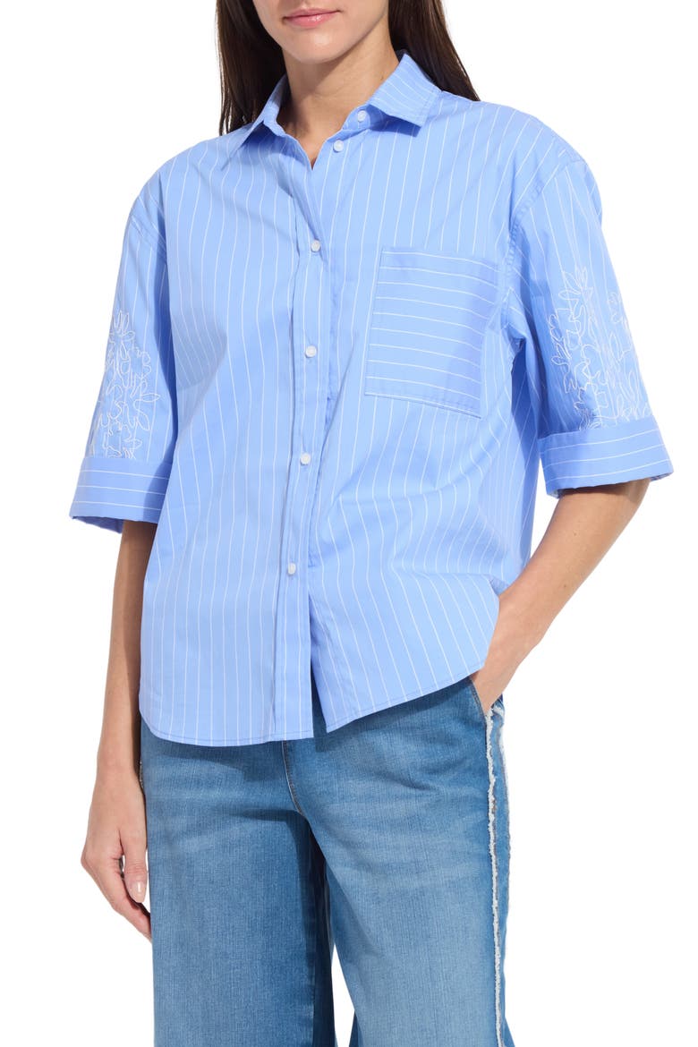 Hazel Embroidered Stripe Button-Up Shirt, Main, color, RE-FRESH STRIPE