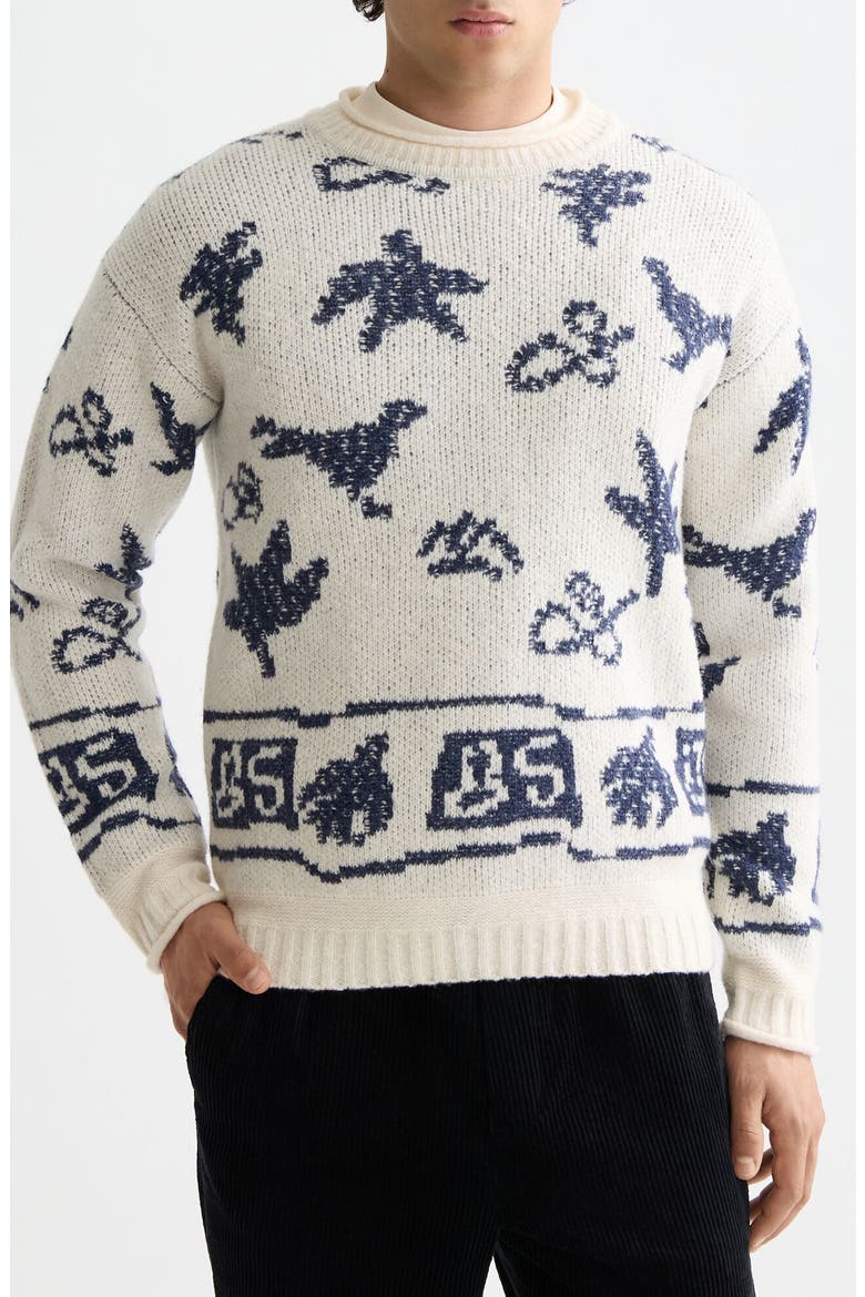 Jacquard Crewneck Sweater, Main, color, EGGNOG
