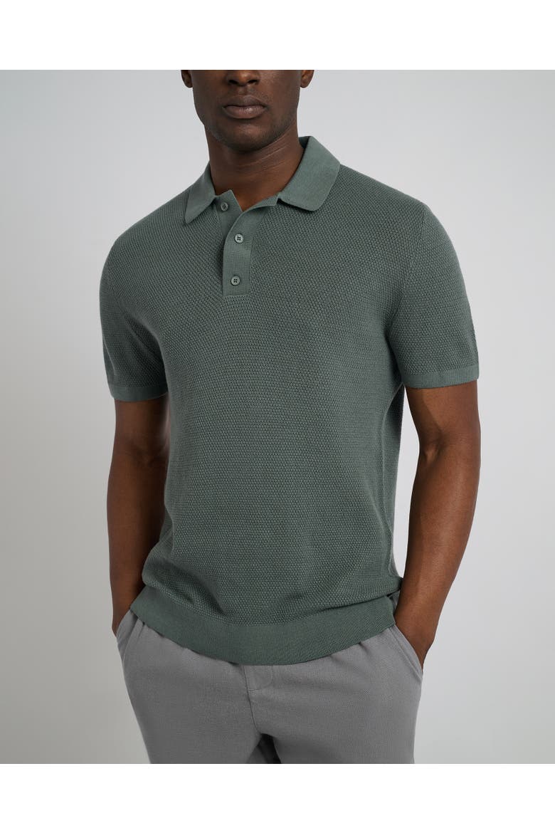 Cotton Textured Knit Polo, Main, color, AGAVE