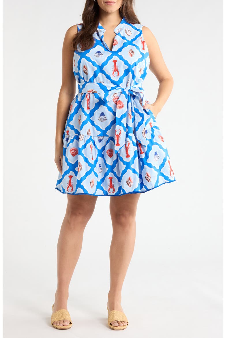 Lobster Bay Sleeveless Minidress, Main, color, WHTE BLUE-MULTI