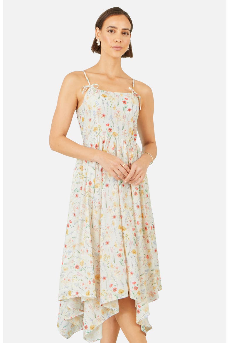 Botanical Embroidery Midi  Dress, Alternate, color, White