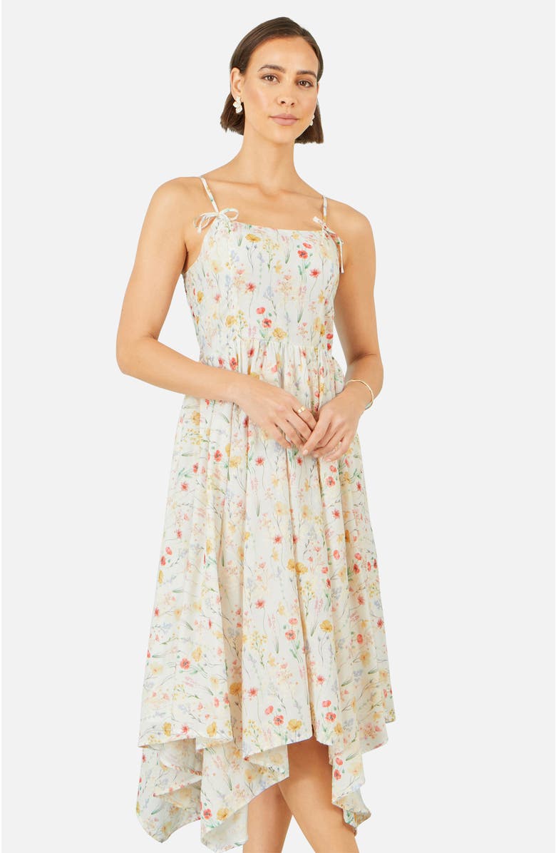 Yumi Botanical Embroidery Midi  Dress, Alternate, color, White