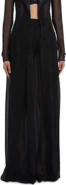 Dolce&Gabbana Sheer Extra Wide Leg Stretch Silk Chiffon Pants