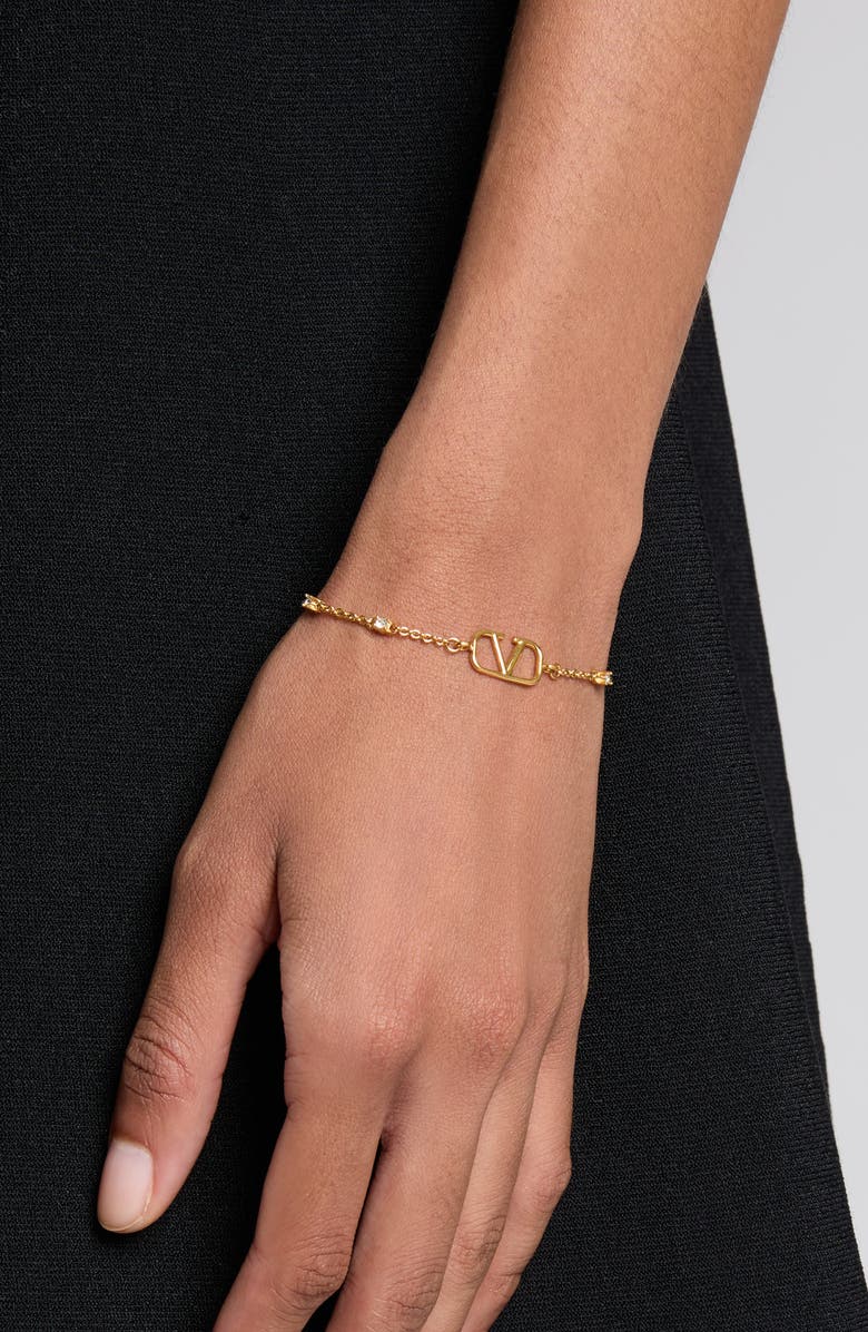 Valentino VLOGO Signature Swarovski Crystal Bracelet, Alternate, color, Oro Crystal Gold Shade