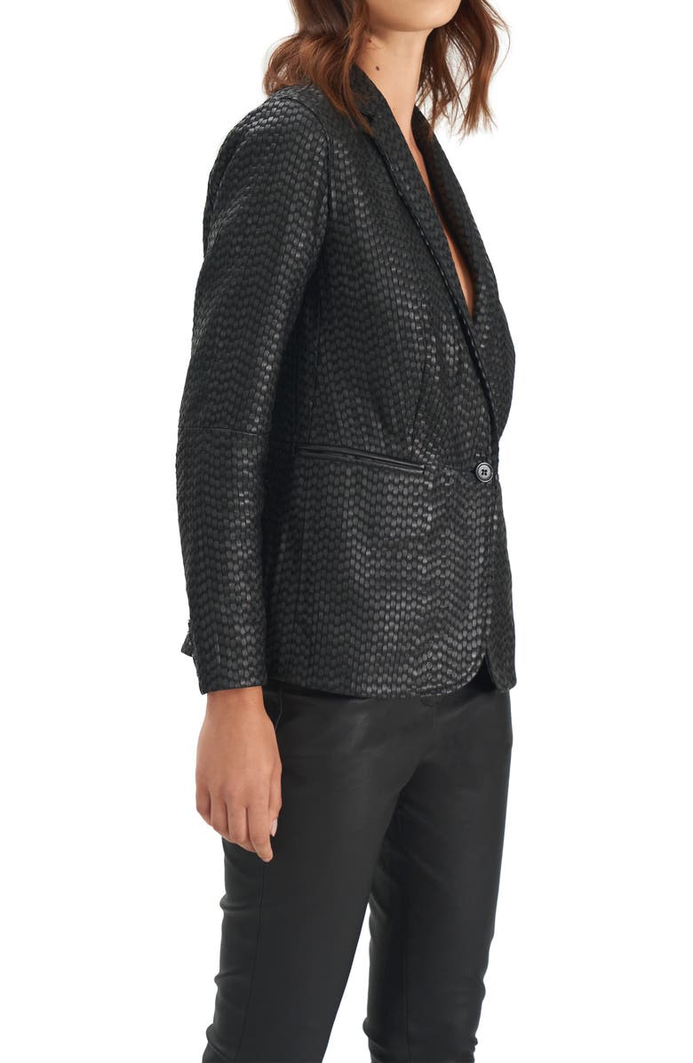 Velez Tatacoa Woven Leather Straight Fit Blazer, Alternate, color, Black
