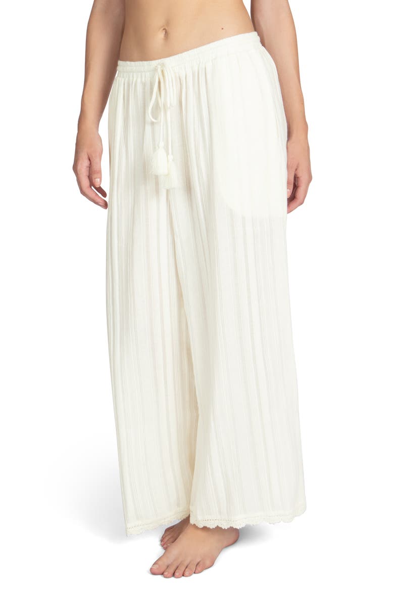 Robin Piccone Jo Wide Leg Cover-Up Pants, Alternate, color, Ecru