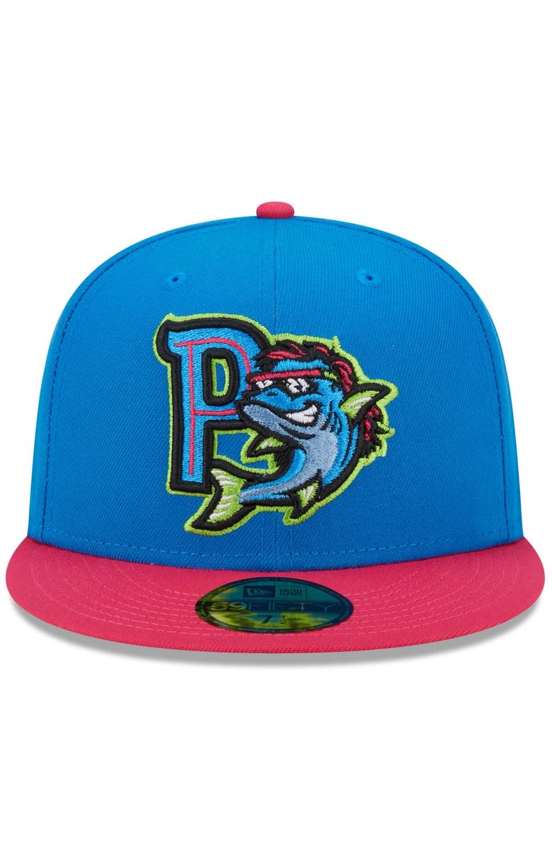 New Era Men's New Era Aqua Pensacola Blue Wahoos Theme Nights Pensacola Mullets Alternate 1 59FIFTY Fitted Hat, Alternate, color,