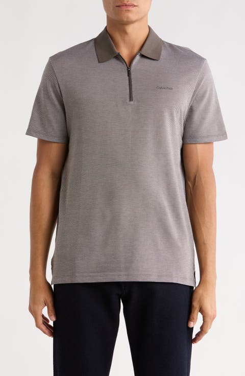 Iconic Herringbone Cotton Zip Polo