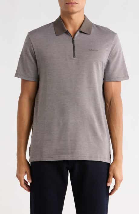 Calvin Klein Iconic Herringbone Cotton Zip Polo