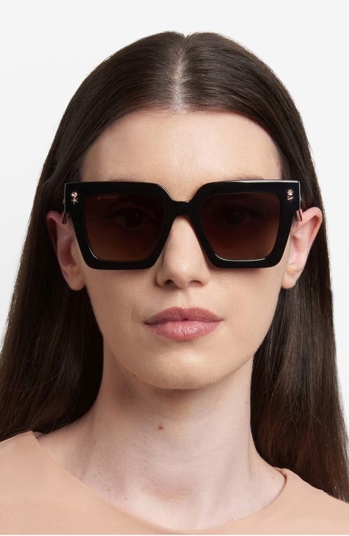 Etro Rose-embellished Square Sunglasses In Black
