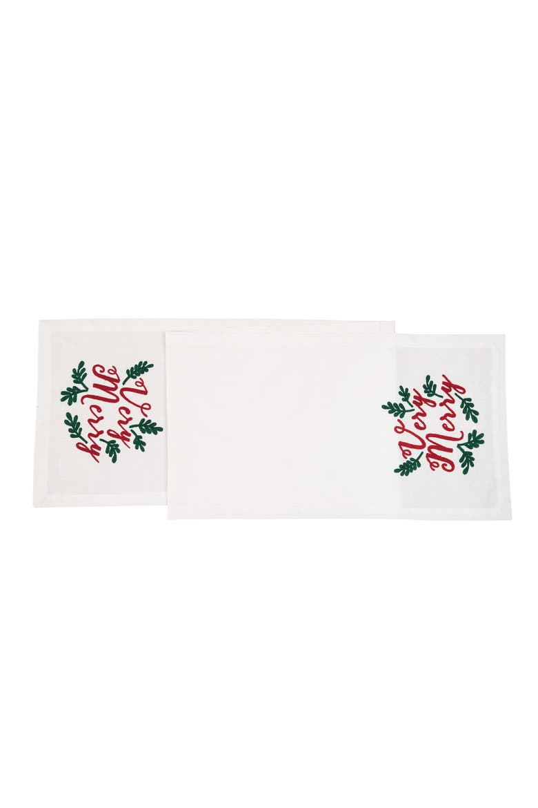 Very Merry Table Runner, 14" x 72", Main, color, White