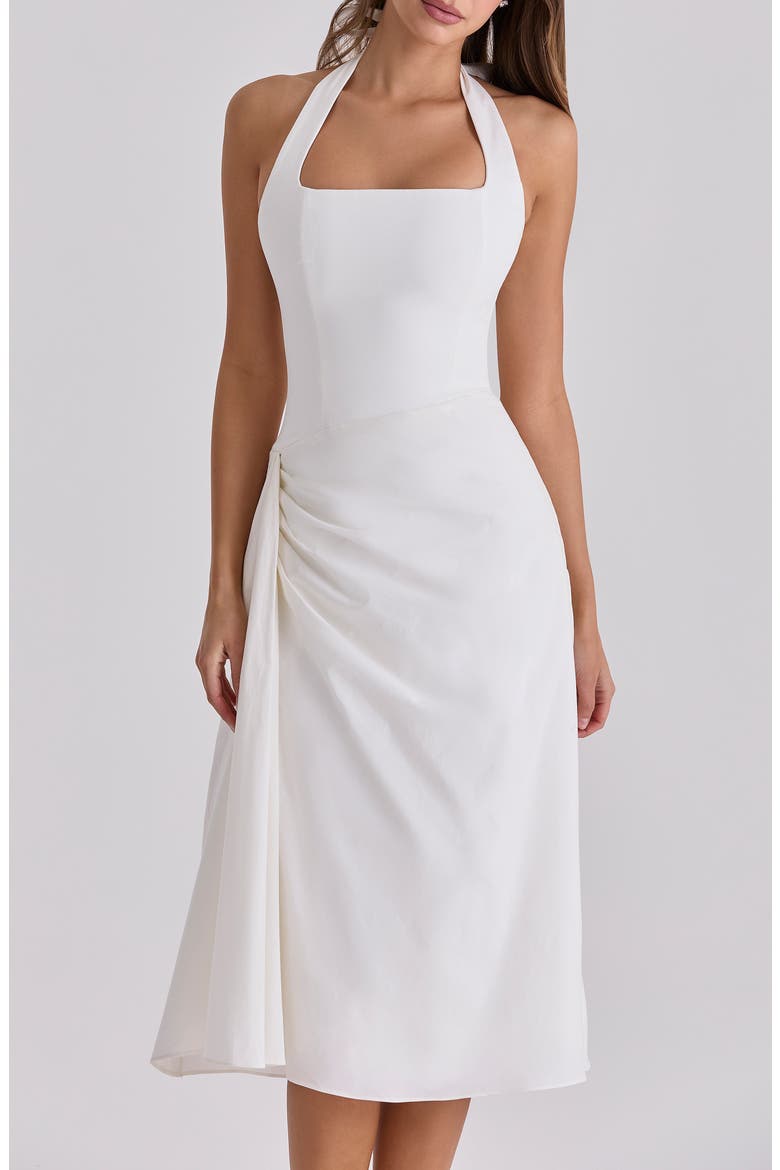 Tallulah Halter Neck Midi Dress, Alternate, color, WHITE