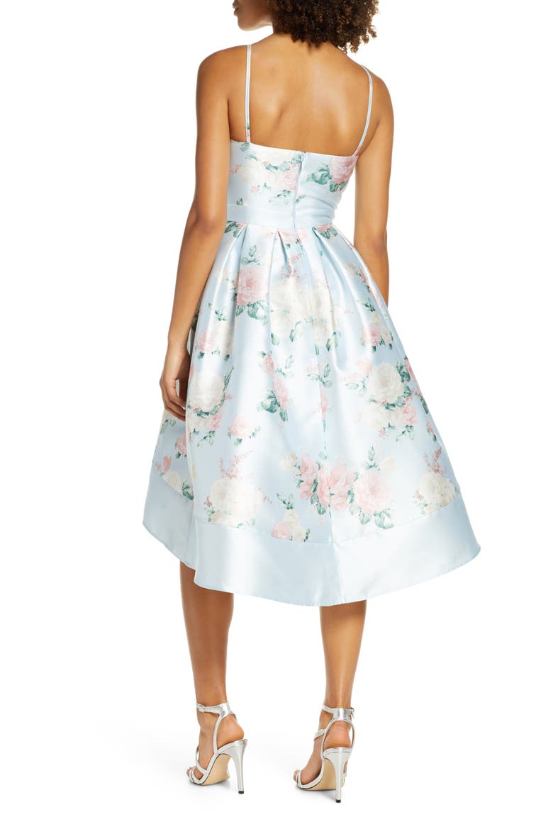 Tallie Floral Satin Cocktail Dress, Alternate, color, BLUE