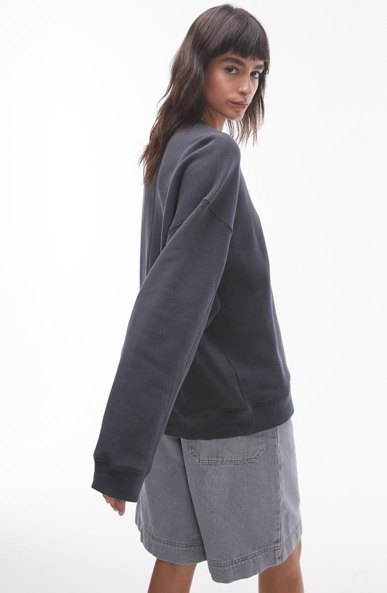 Topshop Premium Seam Cotton Blend Sweatshirt, Alternate, color,