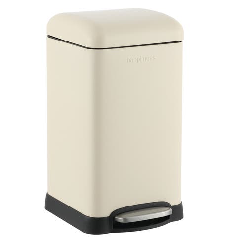 Happimess Betty Retro Mini 3.2-gallon Step-open Trash Can In Limestone Beige